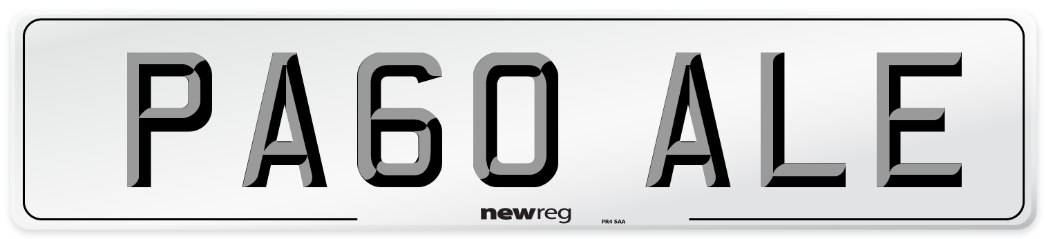 PA60 ALE Number Plate from New Reg